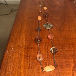 Brown/Pink/Gold Long Necklace